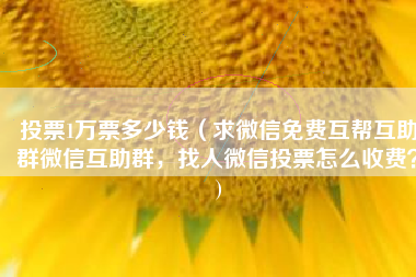 投票1万票多少钱（求微信免费互帮互助群微信互助群，找人微信投票怎么收费？)