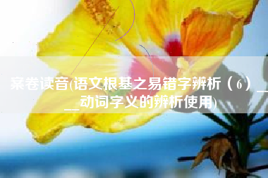 案卷读音(语文根基之易错字辨析（6）____动词字义的辨析使用)