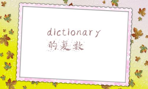 dictionary的复数