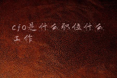 cfo是什么职位什么工作