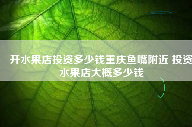 开水果店投资多少钱重庆鱼嘴附近 投资水果店大概多少钱
