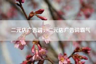 二元店广告词；二元店广告词霸气