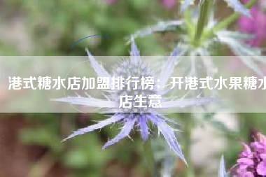 港式糖水店加盟排行榜：开港式水果糖水店生意