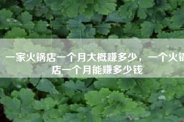 一家火锅店一个月大概赚多少,一个火锅店一个月能赚多少钱