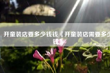 开童装店要多少钱钱《开童装店需要多少钱》