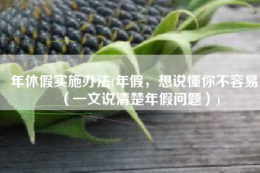 年休假实施办法(年假，想说懂你不容易！（一文说清楚年假问题）)