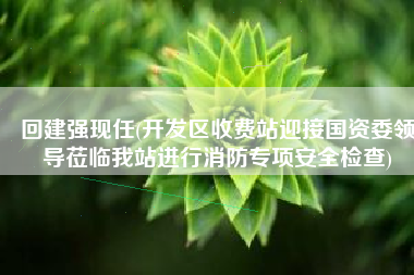回建强现任(开发区收费站迎接国资委领导莅临我站进行消防专项安全检查)