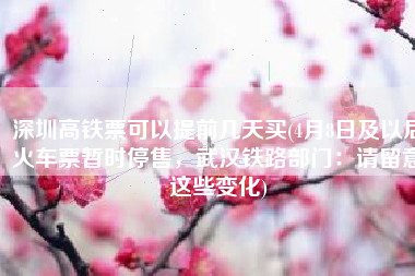 深圳高铁票可以提前几天买(4月8日及以后火车票暂时停售，武汉铁路部门：请留意这些变化)