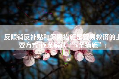 反倾销反补贴和保障措施是贸易救济的主要方式(逐条解读“26条措施”)