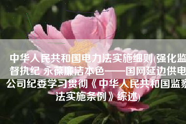 中华人民共和国电力法实施细则(强化监督执纪 永葆廉洁本色——国网延边供电公司纪委学习贯彻《中华人民共和国监察法实施条例》综述)