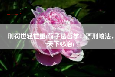 刑罚世轻世重(荀子法哲学：严刑峻法，天下必治)