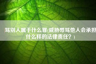 骂别人属于什么罪(威胁辱骂他人会承担什么样的法律责任？)