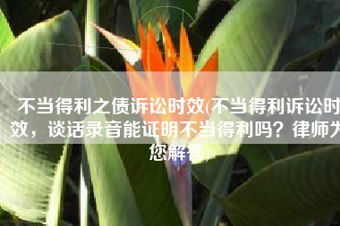 不当得利之债诉讼时效(不当得利诉讼时效，谈话录音能证明不当得利吗？律师为您解答)