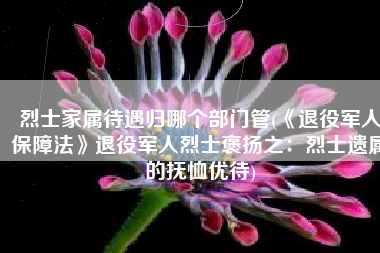 烈士家属待遇归哪个部门管(《退役军人保障法》退役军人烈士褒扬之：烈士遗属的抚恤优待)