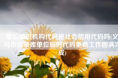 单位组织机构代码是社会信用代码吗(义马市名录库单位临时代码更新工作圆满完成)