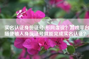 实名认证身份证号(形同虚设？游戏平台随便输入身份证号就能完成实名认证？)