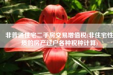 非普通住宅二手房交易增值税(非住宅性质的房产过户各种税种计算)
