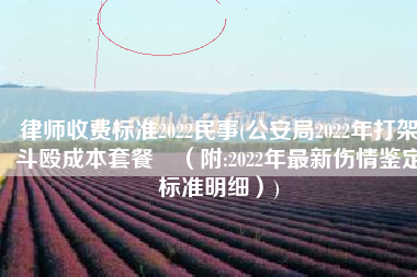 律师收费标准2022民事(公安局2022年打架斗殴成本套餐​（附:2022年最新伤情鉴定标准明细）)