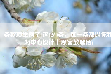 条款项举例子(这1260条，每一条都以你我为中心设计丨思客数理话)