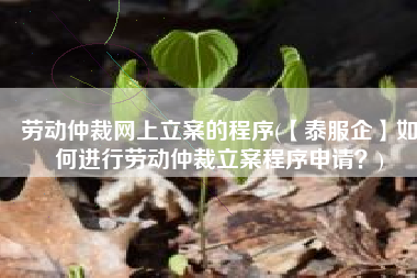 劳动仲裁网上立案的程序(【泰服企】如何进行劳动仲裁立案程序申请？)