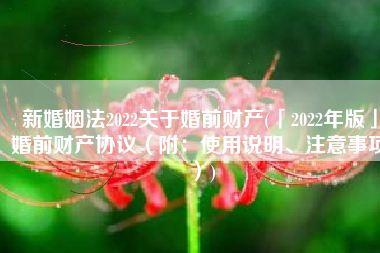 新婚姻法2022关于婚前财产(「2022年版」婚前财产协议（附：使用说明、注意事项）)