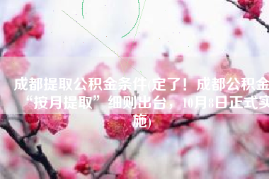 成都提取公积金条件(定了！成都公积金“按月提取”细则出台，10月8日正式实施)