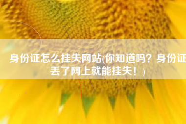 身份证怎么挂失网站(你知道吗？身份证丢了网上就能挂失！)