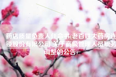药店质量负责人任命书(老百姓大药房连锁股份有限公司 关于高级管理人员职务调整的公告)
