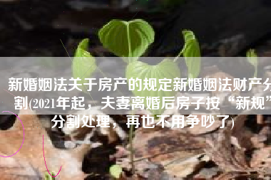 新婚姻法关于房产的规定新婚姻法财产分割(2021年起，夫妻离婚后房子按“新规”分割处理，再也不用争吵了)