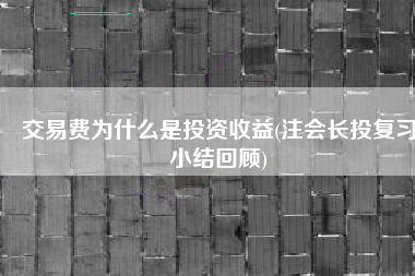 交易费为什么是投资收益(注会长投复习小结回顾)