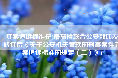 立案追诉标准是(最高检联合公安部印发修订后《关于公安机关管辖的刑事案件立案追诉标准的规定（二）》)