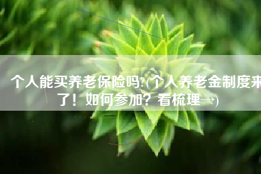 个人能买养老保险吗?(个人养老金制度来了！如何参加？看梳理→)