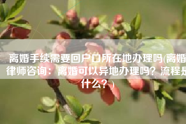 离婚手续需要回户口所在地办理吗(离婚律师咨询：离婚可以异地办理吗？流程是什么？)