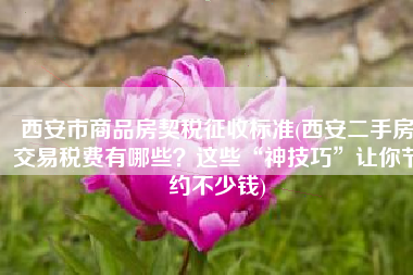 西安市商品房契税征收标准(西安二手房交易税费有哪些？这些“神技巧”让你节约不少钱)