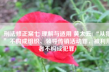 刑法修正案七 理解与适用 黄太云(“从犯”不构成组织、领导传销活动罪，被利用者不构成犯罪)