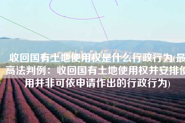 收回国有土地使用权是什么行政行为(最高法判例：收回国有土地使用权并安排使用并非可依申请作出的行政行为)