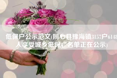 低保户公示范文(同心县豫海镇3157户6148人享受城乡低保，名单正在公示)