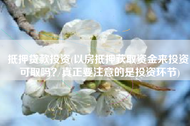 抵押贷款投资(以房抵押获取资金来投资，可取吗？真正要注意的是投资环节)