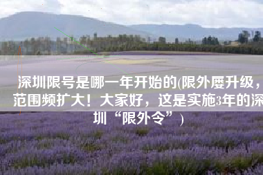 深圳限号是哪一年开始的(限外屡升级，范围频扩大！大家好，这是实施3年的深圳“限外令”)