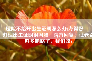 医院不给开出生证明怎么办(办得好 | 办理出生证明很困难 院方回复：让老百姓多跑路了，我们改)