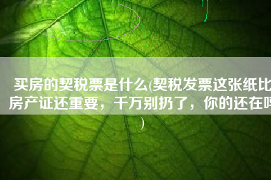 买房的契税票是什么(契税发票这张纸比房产证还重要，千万别扔了，你的还在吗)