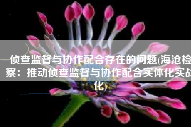 侦查监督与协作配合存在的问题(海沧检察：推动侦查监督与协作配合实体化实战化)