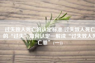 过失致人死亡的认定标准(过失致人死亡的“过失”如何认定—解读“过失致人死亡罪”(一))