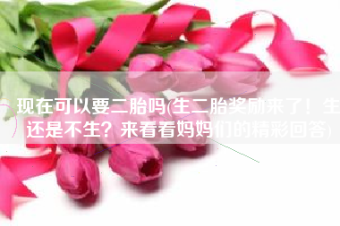 现在可以要二胎吗(生二胎奖励来了！生还是不生？来看看妈妈们的精彩回答)