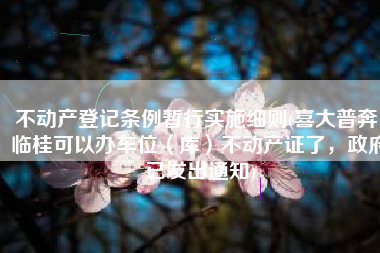 不动产登记条例暂行实施细则(喜大普奔！临桂可以办车位（库）不动产证了，政府已发出通知)