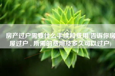 房产过户需要什么手续和费用(告诉你房屋过户 , 所需的费用及多久可以过户)