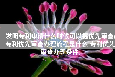 发明专利申请什么时候可以提优先审查(专利优先审查办理流程是什么 专利优先审查办理条件)