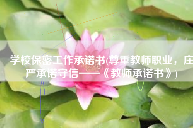 学校保密工作承诺书(尊重教师职业，庄严承诺守信——《教师承诺书》)