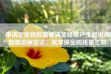 申请定密授权需要满足经常产生超出(椰姐姐说保密法：筑牢保密防线第三期)