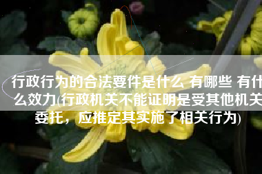 行政行为的合法要件是什么 有哪些 有什么效力(行政机关不能证明是受其他机关委托，应推定其实施了相关行为)